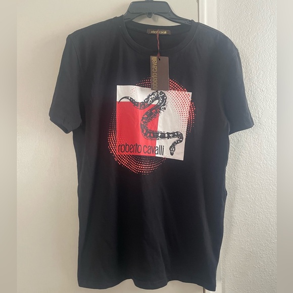NWT Roberto Cavalli Snake Graphic Tee  Crew Neck T-Shirt Short Sleeve,Black, - Picture 2 of 4